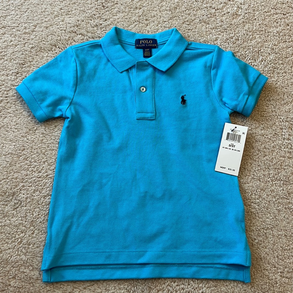NWT boy’s 3T Polo Ralph Lauren blue/turquoise shirt sleeve polo shirt